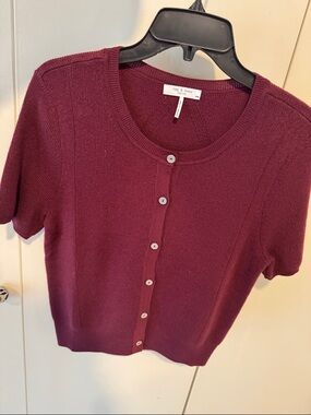 rag & bone Wine Crewneck Short-Sleeve Sweater. worn once